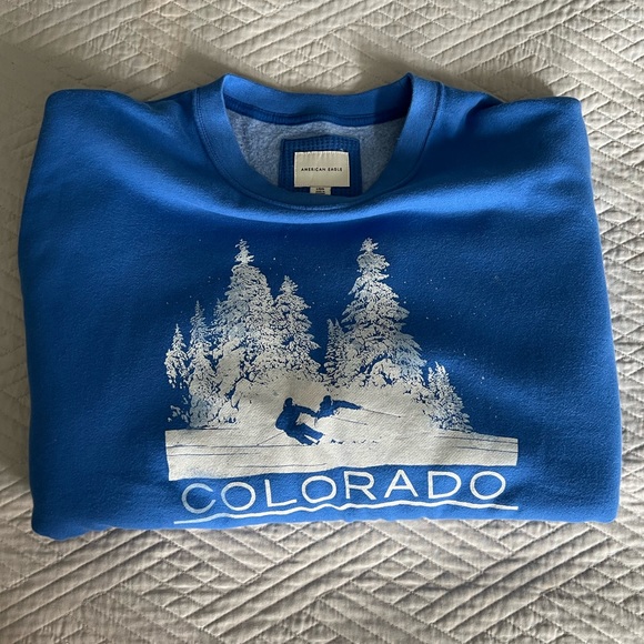 American Eagle - Cozy Blue Crewneck Sweater, Skiing - US LG - Picture 4 of 11